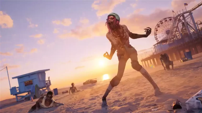 Зомби в яркой футболке бегает по бассейну в Dead Island 2