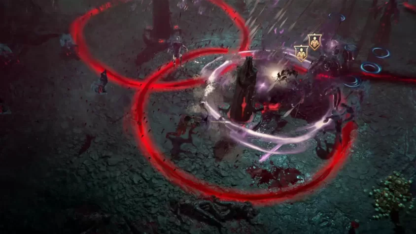 Скриншот из Diablo IV, где герои сражаются с ещё одной толпой противников