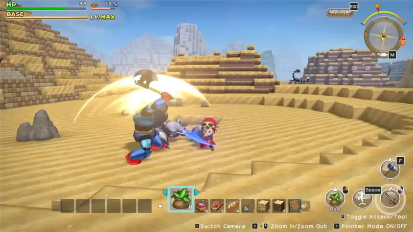 Бой с врагом в Dragon Quest Builders