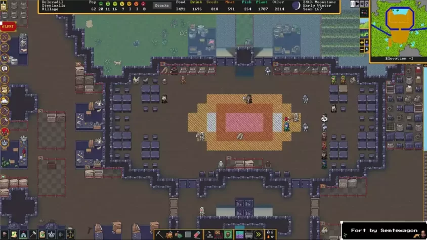 Сложная внутренняя структура в Dwarf Fortress