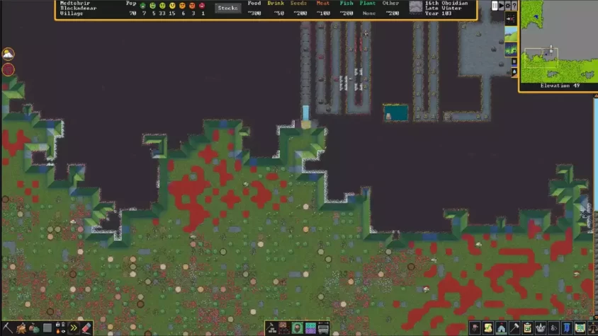 Рабочие зоны и хранилища в Dwarf Fortress