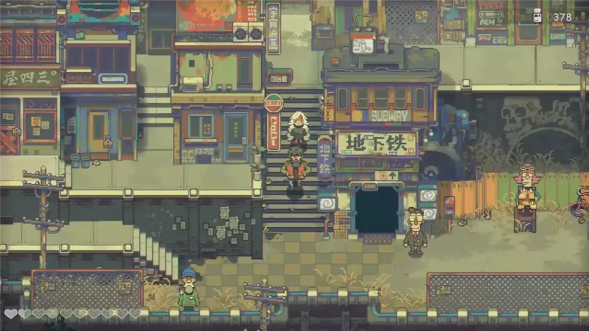 Скриншот из игры Eastward: заброшенный город