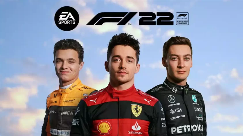 F1 22 – обложка Обложка игры F1 22 с гонщиками и логотипом EA Sports