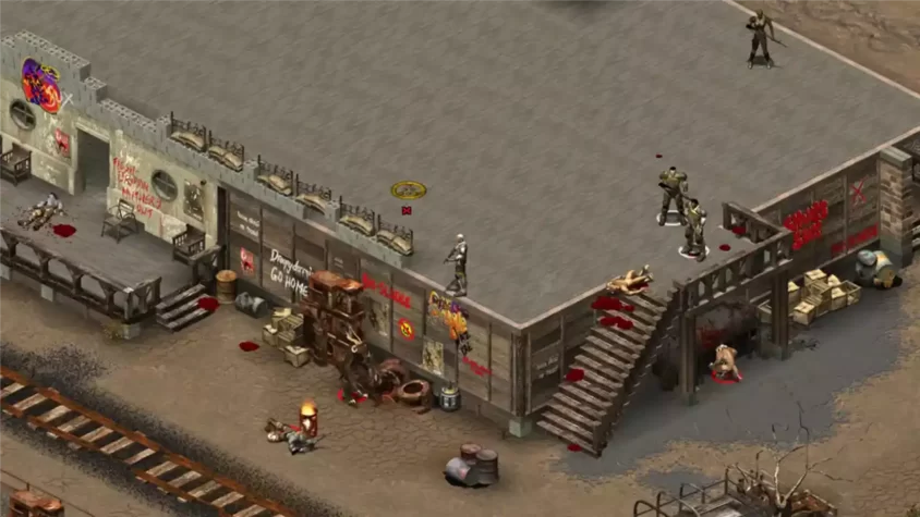 Screenshot 1 Fallout Tactics: Brotherhood of Steel (Просто понаехали, и кровища на полу)