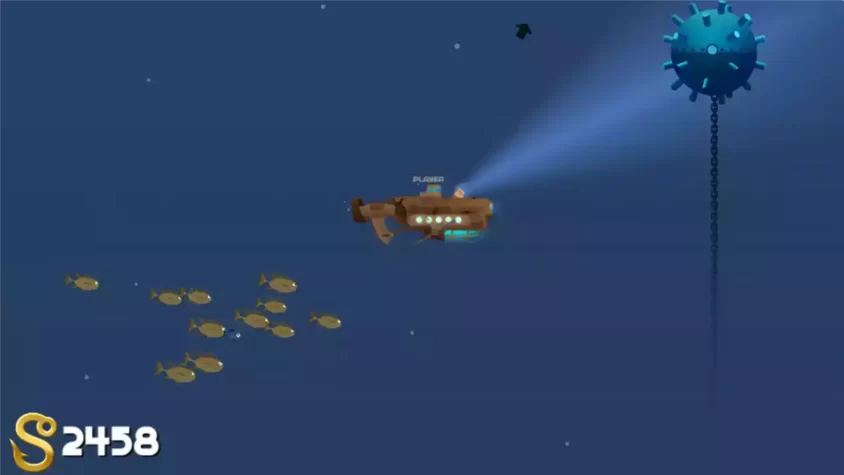 Подводная лодка в процессе охоты на рыб в Fantastic Fishing