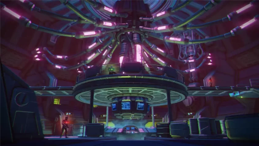Скриншот из игры Far Cry 3 Blood Dragon, внутренняя лаборатория