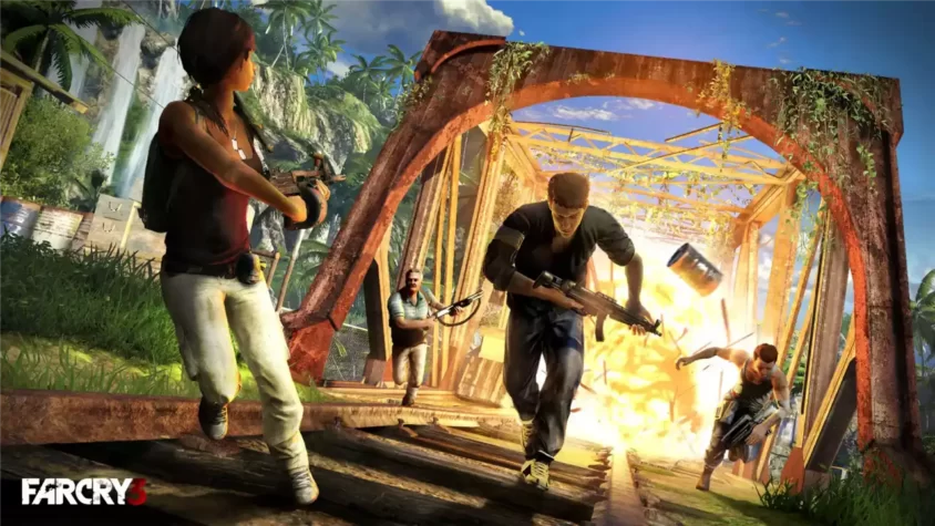 Экшн на разрушенном мосту в Far Cry 3