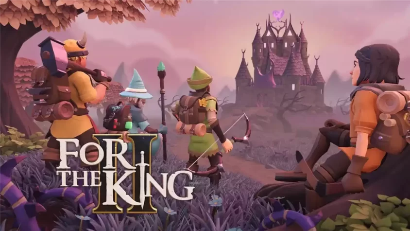 For The King 2 — эпическая игра о борьбе за королевство Обложка игры For The King 2, герои смотрят на замок