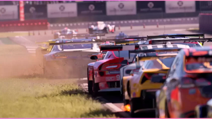 Гонки в Forza Motorsport, кадр с двух машин на трассе