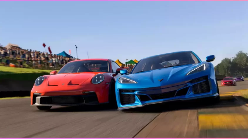 Кабина автомобиля в Forza Motorsport, с видом на трассу
