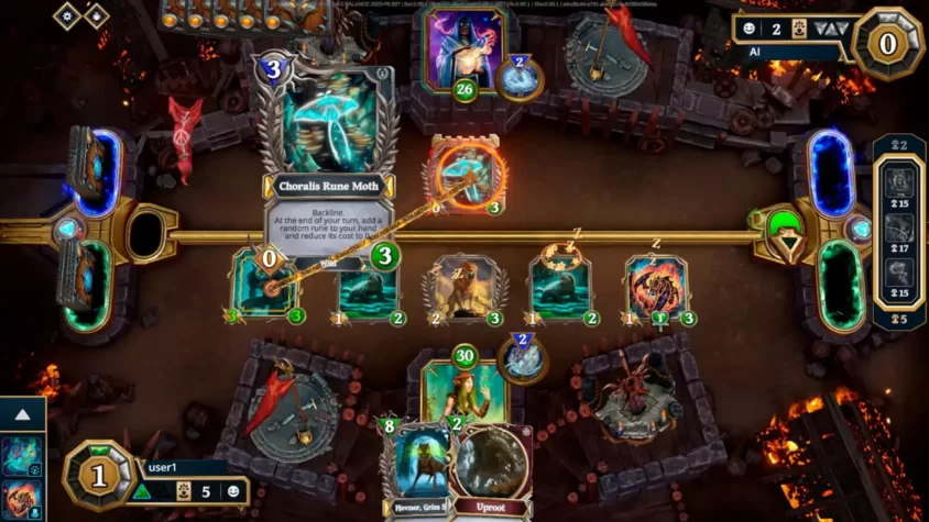 Скриншот игры Gods Unchained: атака с Огненным Они