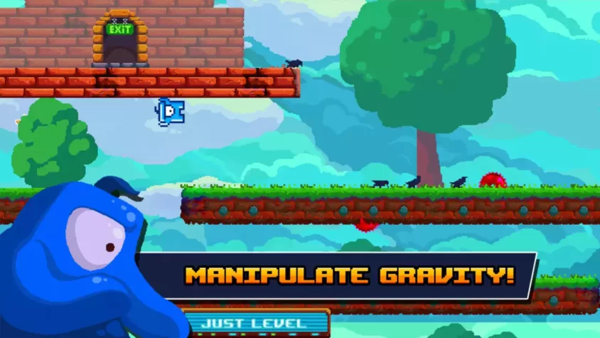Скриншот игры Gravity Den с манипуляциями гравитацией