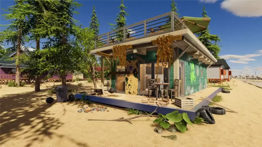 Заброшенный дом на пляже в игре House Flipper 2