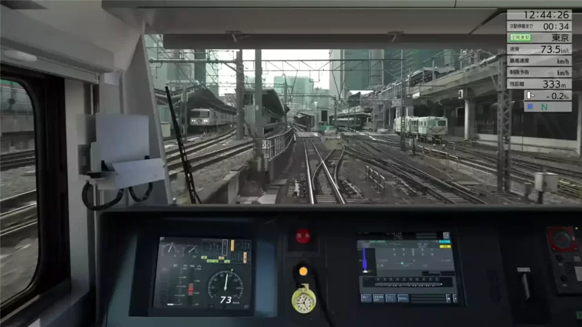 Вид из кабины поезда в JR EAST Train Simulator