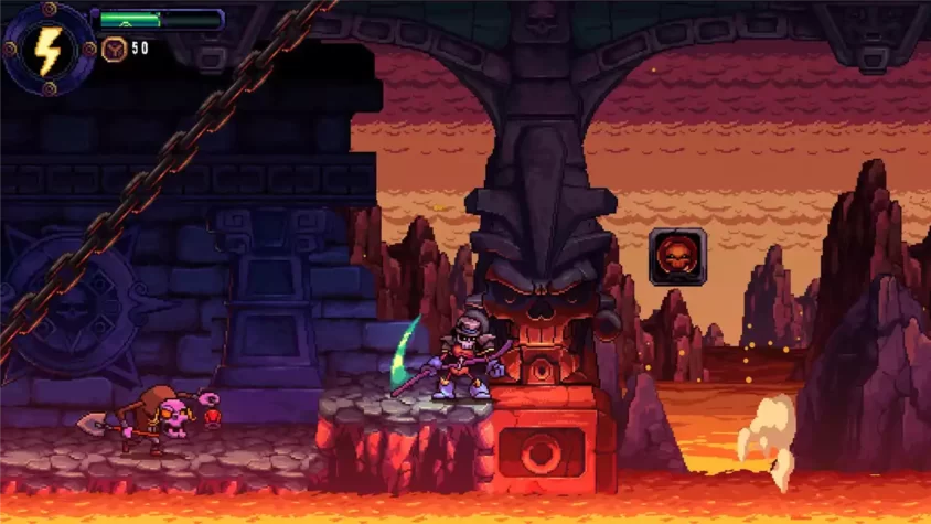Скриншот игры Kraino Rebirth — скелет с косой в лесу ночью