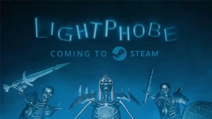 Lightphobe - Это что, новый экшен или учебник по скелетам? Обложка игры Lightphobe, с некими скелетами и надписью