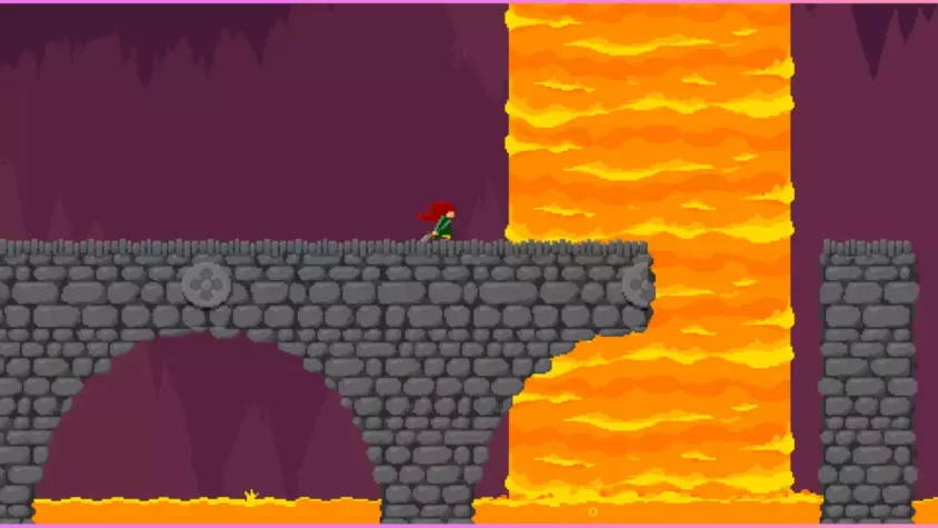Платформа в окружении лавы в Mable & The Wood