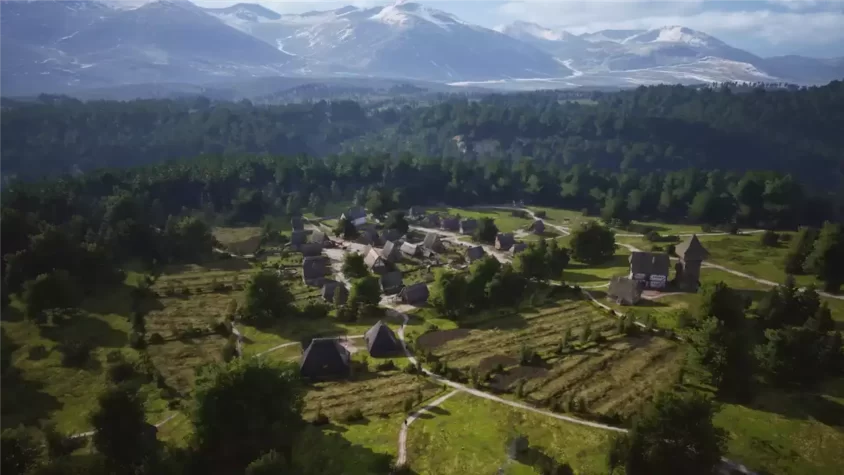 Вид на деревню в Manor Lords