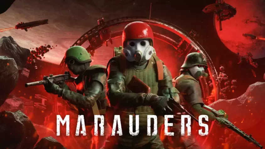 Обложка игры Marauders, на которой изображены персонажи в космических шлемах с газовыми масками