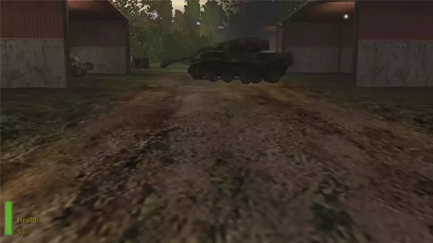 Скриншот из Medal of Honor Allied Assault — танк на дороге