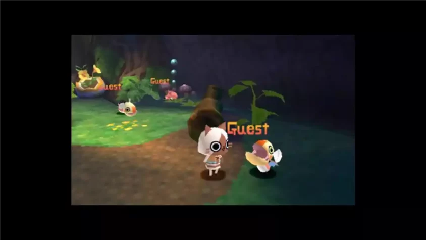 Скриншот из игры Monster Hunter Diary Poka Poka Airu Village DX с котиками, исследующими пещеру