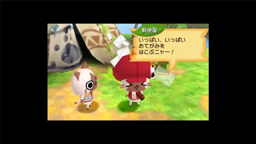 Скриншот из игры Monster Hunter Diary Poka Poka Airu Village DX с котиком в роли лидера