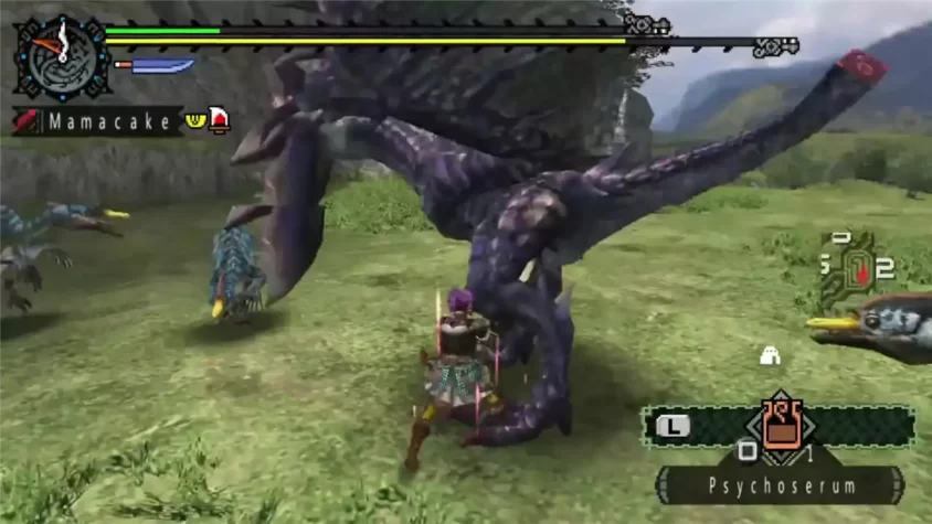 Бой с монстрами в Monster Hunter Freedom