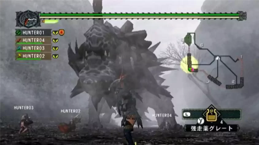 Сражение с монстром и карта в Monster Hunter G