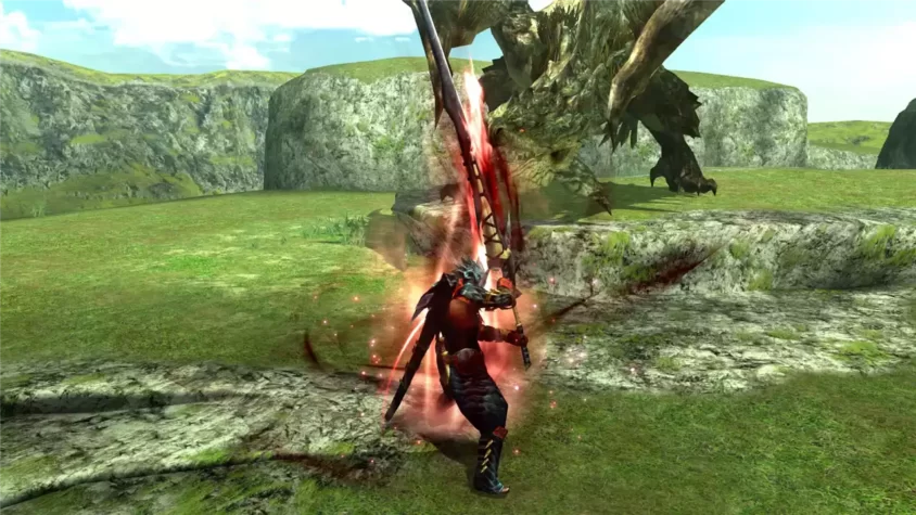 Геймплей Monster Hunter Generations с летящей атакой