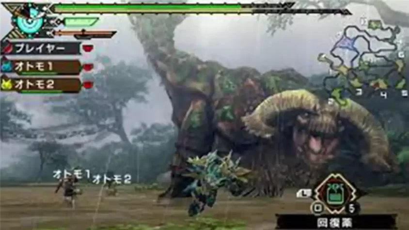 Скриншот Monster Hunter Portable 3rd: сражение с гигантским монстром