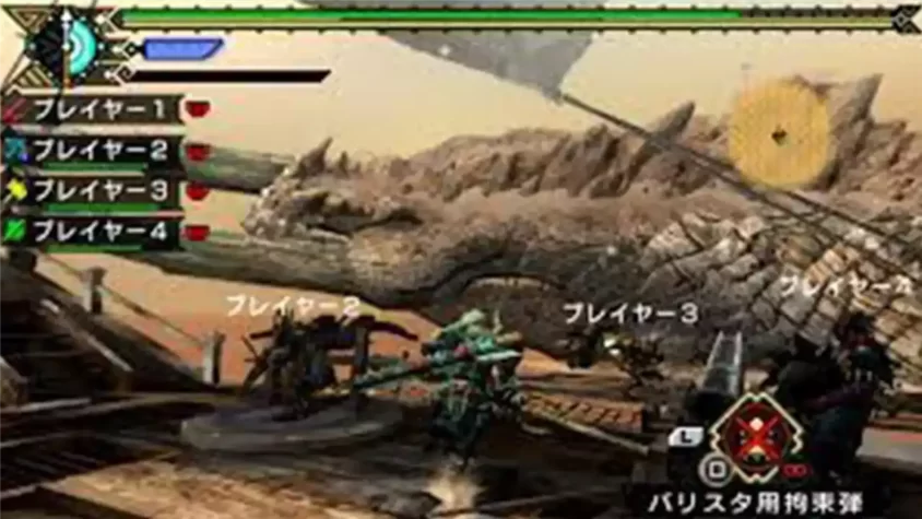 Скриншот Monster Hunter Portable 3rd: монстр сражается с охотником
