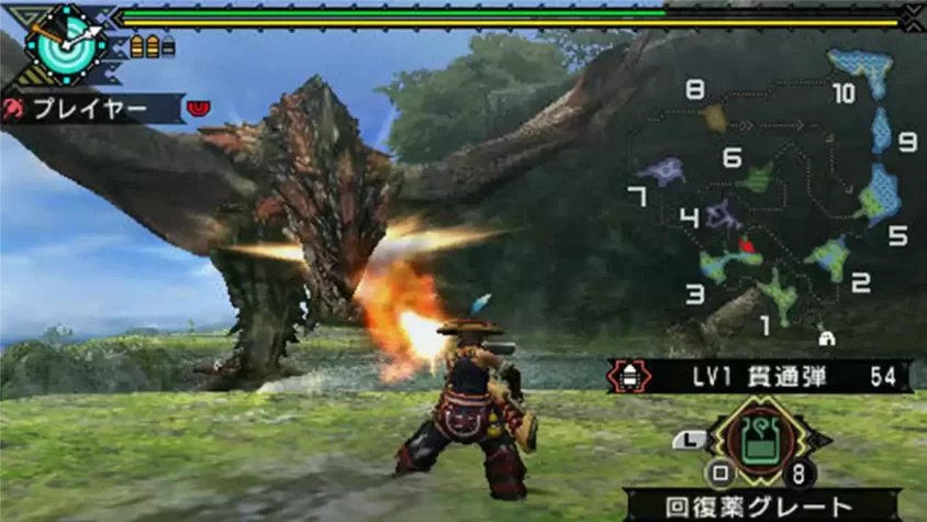 Скриншот Monster Hunter Portable 3rd: бой с опасным монстром