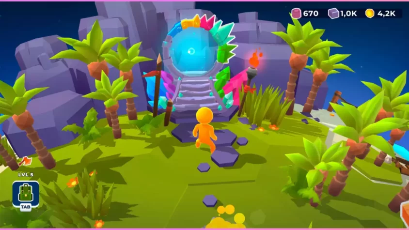 Первая локация игры My Little Universe: экзотический мир с растительностью и порталами