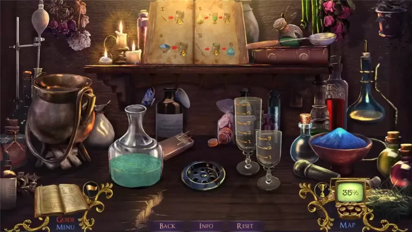 Лаборатория в игре Mystery Case Files: Moths to a Flame с химическими предметами