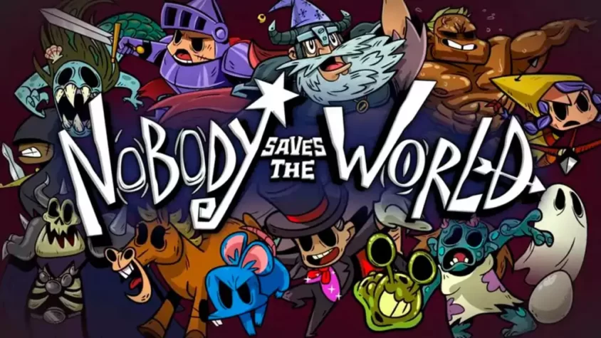 Обложка игры Nobody Saves the World, с её странными персонажами и ярким арт-стилем