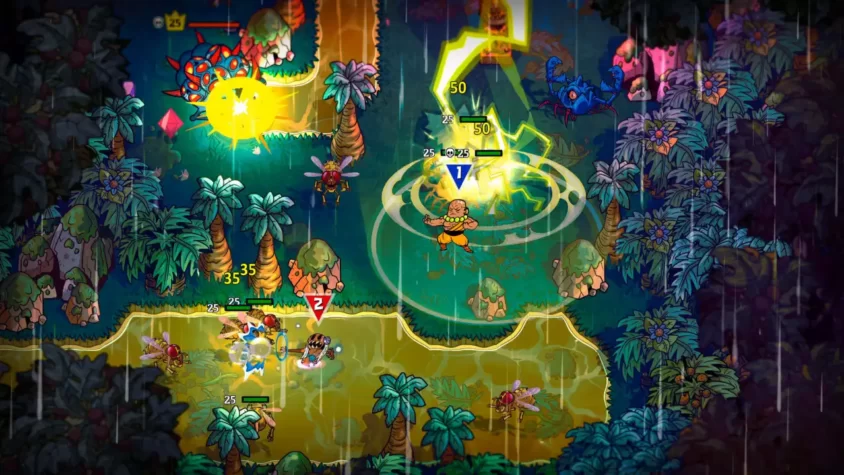 Сражение на тропическом острове в игре Nobody Saves the World