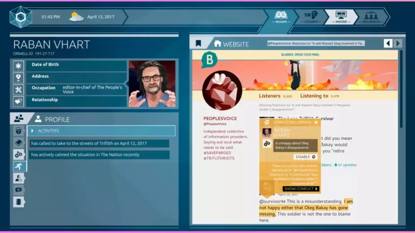 Скриншот из игры Orwell: Ignorance is Strength