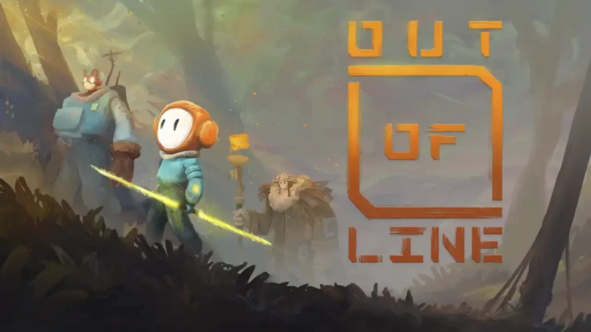 Out of Line — Обложка Обложка игры, на которой изображены персонажи в фантастическом мире