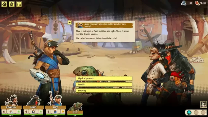 Скриншот с выбором действий для персонажа в игре Outcast Tales: The First Journey