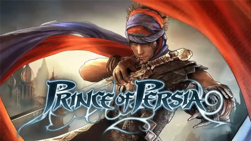Обложка игры Prince of Persia, Принц с мечом на фоне пустыни