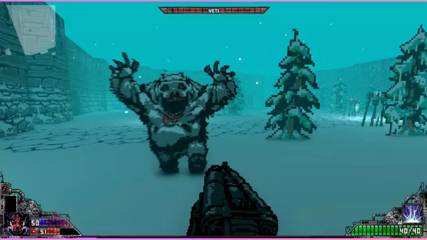 Скриншот игры Project Warlock — встреча с Йети