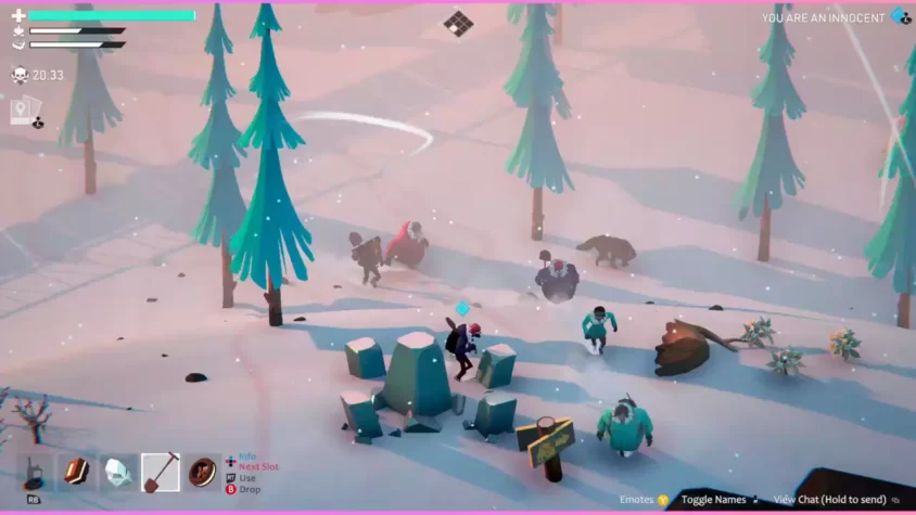 Скриншот из игры Project Winter: персонаж в магазине с новым костюмом