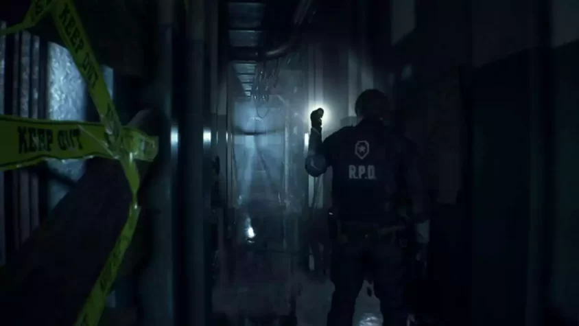 Мрачный коридор в Resident Evil 2