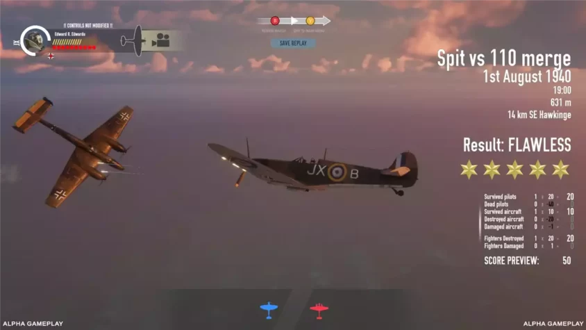 Скриншот из игры Scramble Battle of Britain с результатом сражения