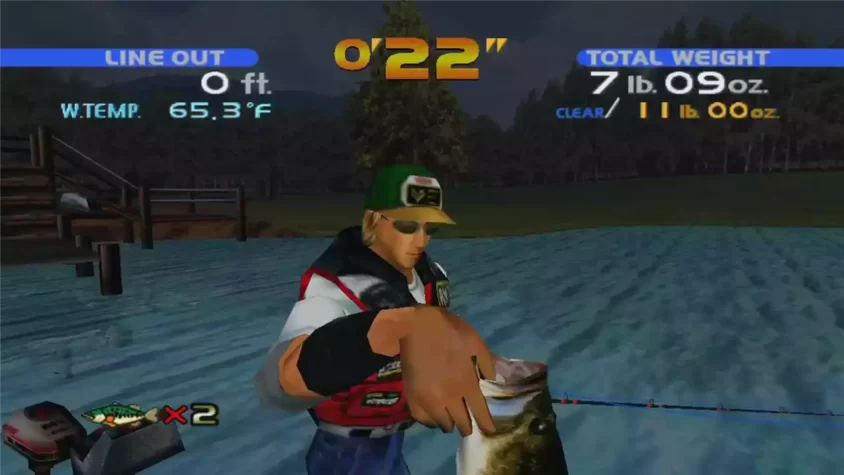 Скриншот SEGA Bass Fishing с отображением улова окуня