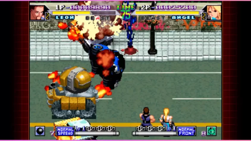 Персонажи Leon и Angel на экране игры Shock Troopers 2nd Squad
