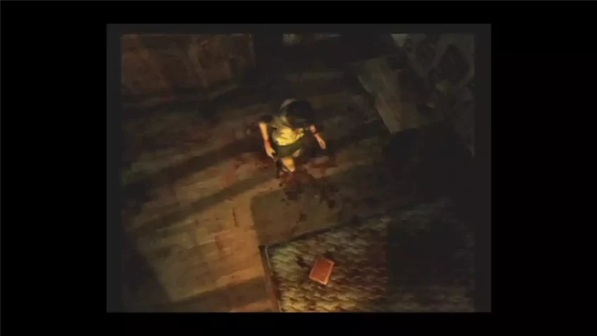 Герой Silent Hill 3 рядом с кровью и таинственным предметом