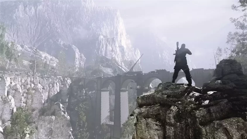 Скриншот игры Sniper Elite 4 на горном фоне