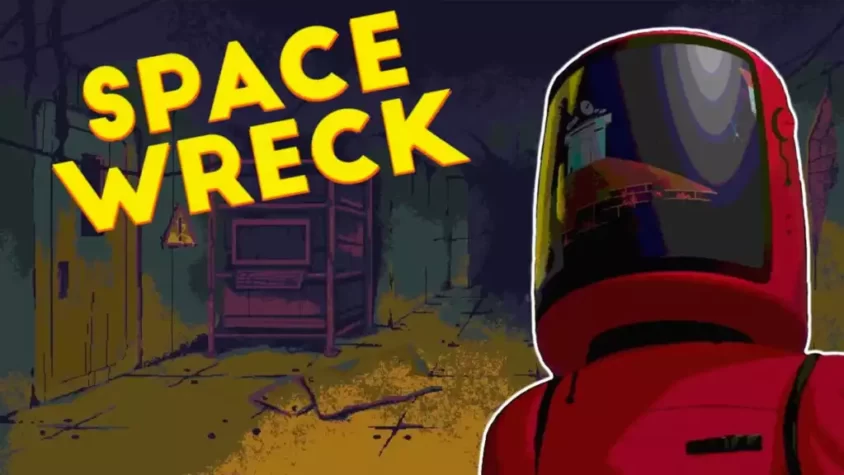 Обложка игры Space Wreck с изображением космонавта и разрушенной станции
