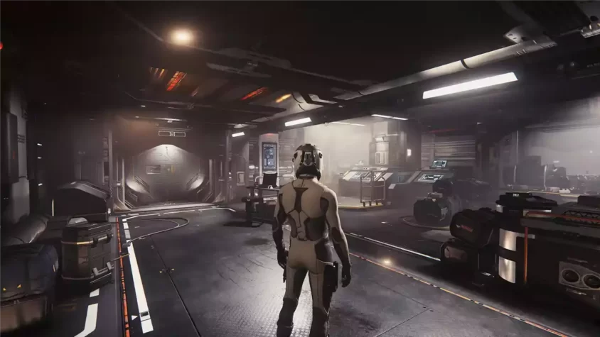 Персонаж в помещении корабля Star Citizen
